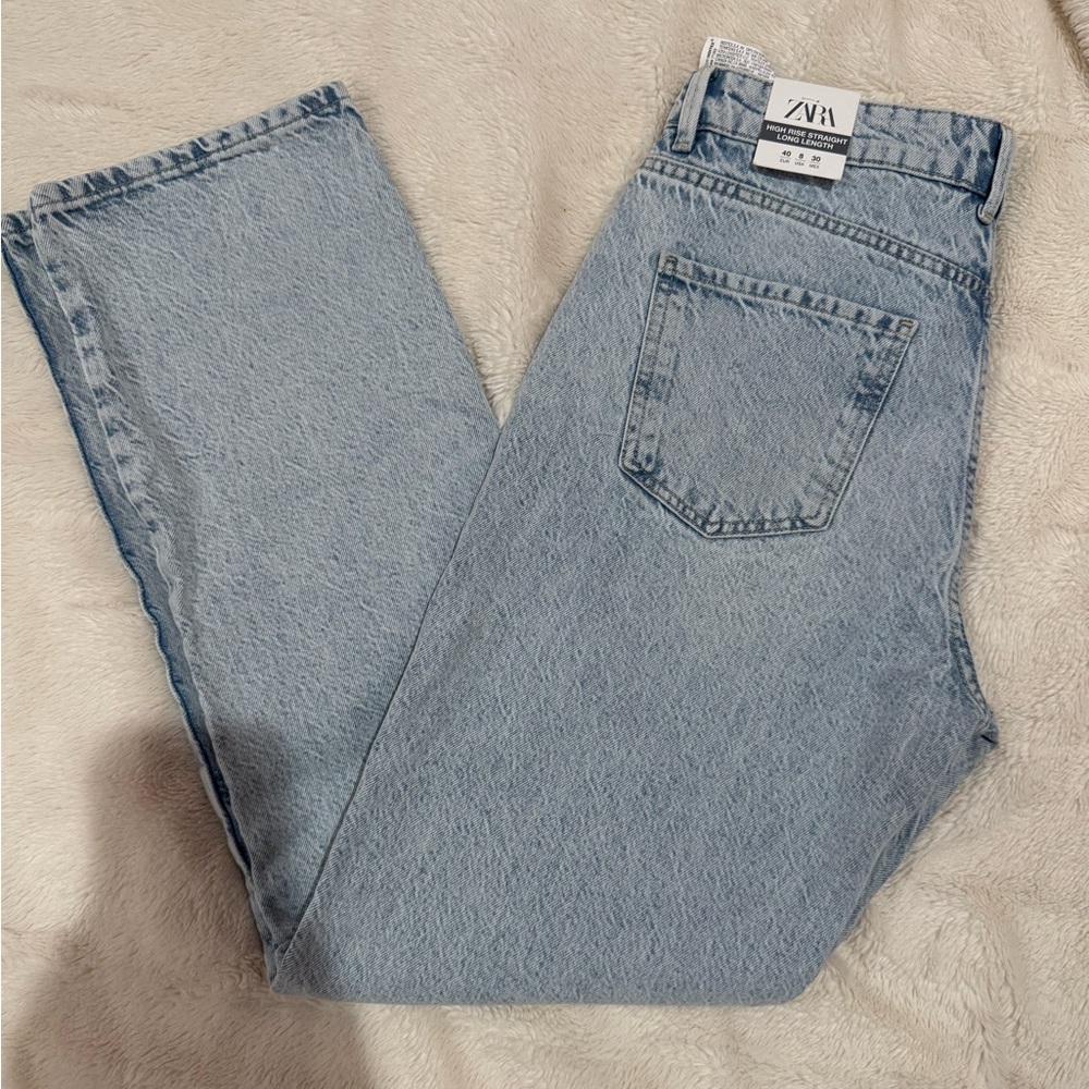 ZARA High Rise Straight Jeans – Size 40 (US 8) long length